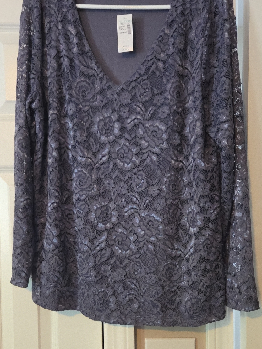 Maurices Lavender Floral Lace V-Neck Top